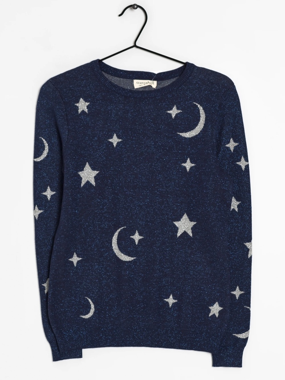 Sugarhill Moon & Stars Navy Glitter Crewneck Sweater